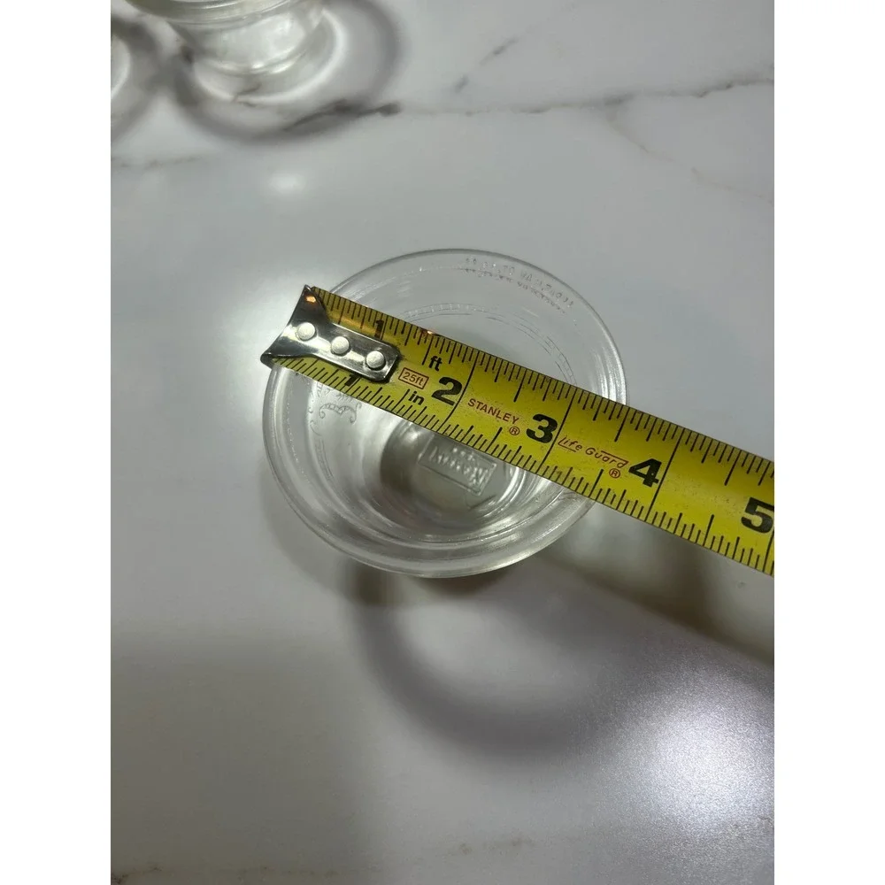 Glasbake Vintage Clear Glass Custard Cups Ramekins Etched Floral Set of 6